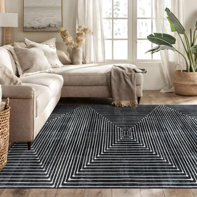 World Rug Gallery Bohemian Stripes Washable Non-Slip Area Rug