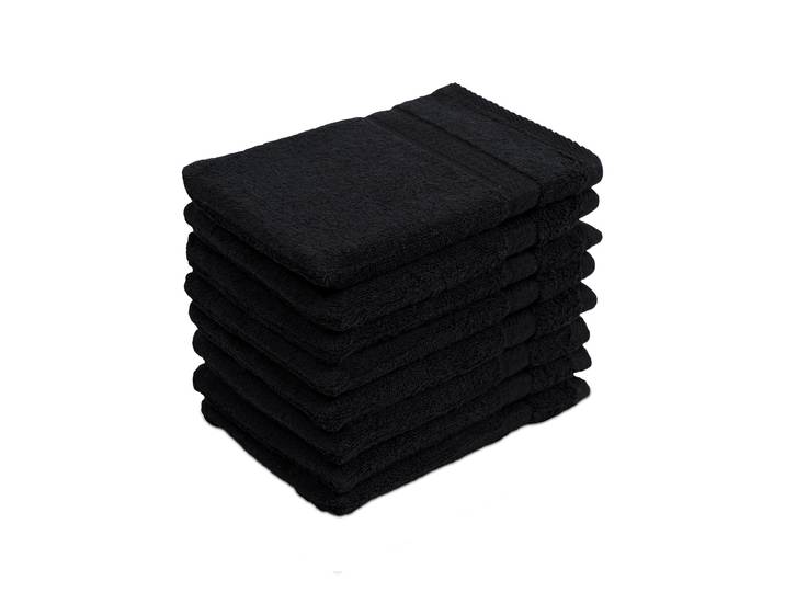 8er-Set Waschhandschuhe aus 100% Baumwolle, Waschlappen mit Schlaufe, schwarz