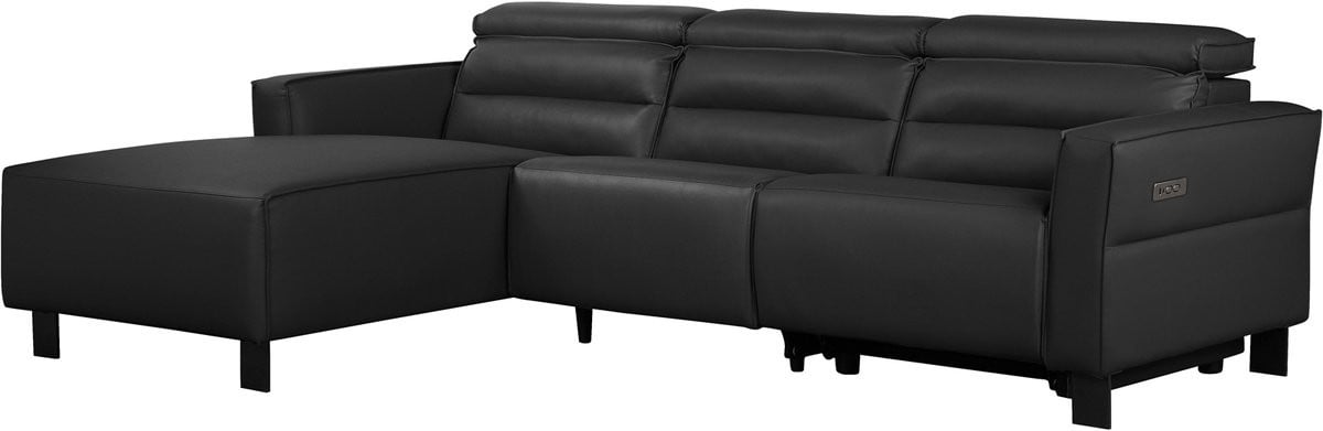 Notio Living Carpari Hoekbank - 3-Zits Elektrische Relax - Zwart PU