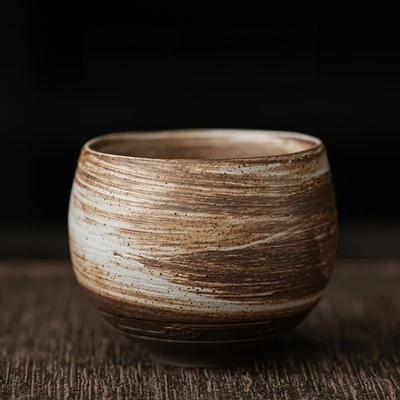 Uplift Essentials Japanese Handmade Rough Pottery Tea Cup shadow White