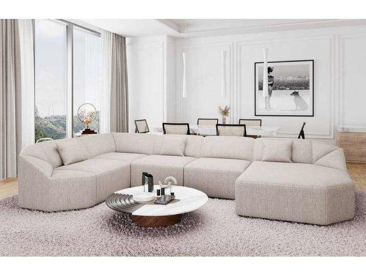 Wohnlandschaft Cabrera U-Form aus Stoff