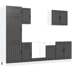 vidaXL 7-tlg. Küchenschrank-Set Lucca Schwarz Holzwerkstoff
