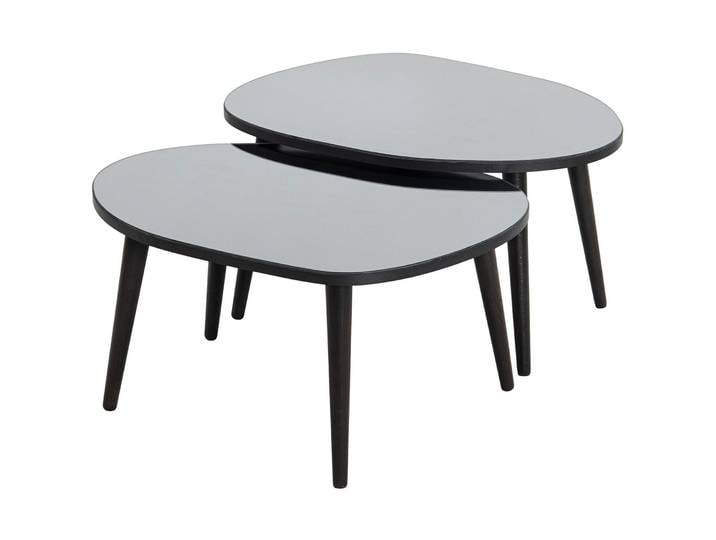 Beistelltisch 2er-Set Yasam schwarz Glas B 75 H 38 cm - Beistelltisch 2er-Set