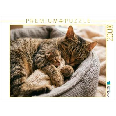 CALVENDO Puzzle Der beste Schlafplatz ist in Mutters Pfoten | 2000 Teile Lege-Größe 90x67cm Foto-Puzzle für glückliche Stunden