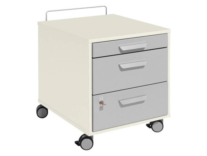 Paidi Rollcontainer, Creme, Silberfarben, Holzwerkstoff, Recyclingholz, 3 Schublade(n) Schubladen, 44.4x54.2x54.7 cm, Blauer Engel, Goldenes M, Typenauswahl, umfangreiches Zubehör erhältlich, Beimöbel erhältlich, Büromöbel, Container, Rollcontainer