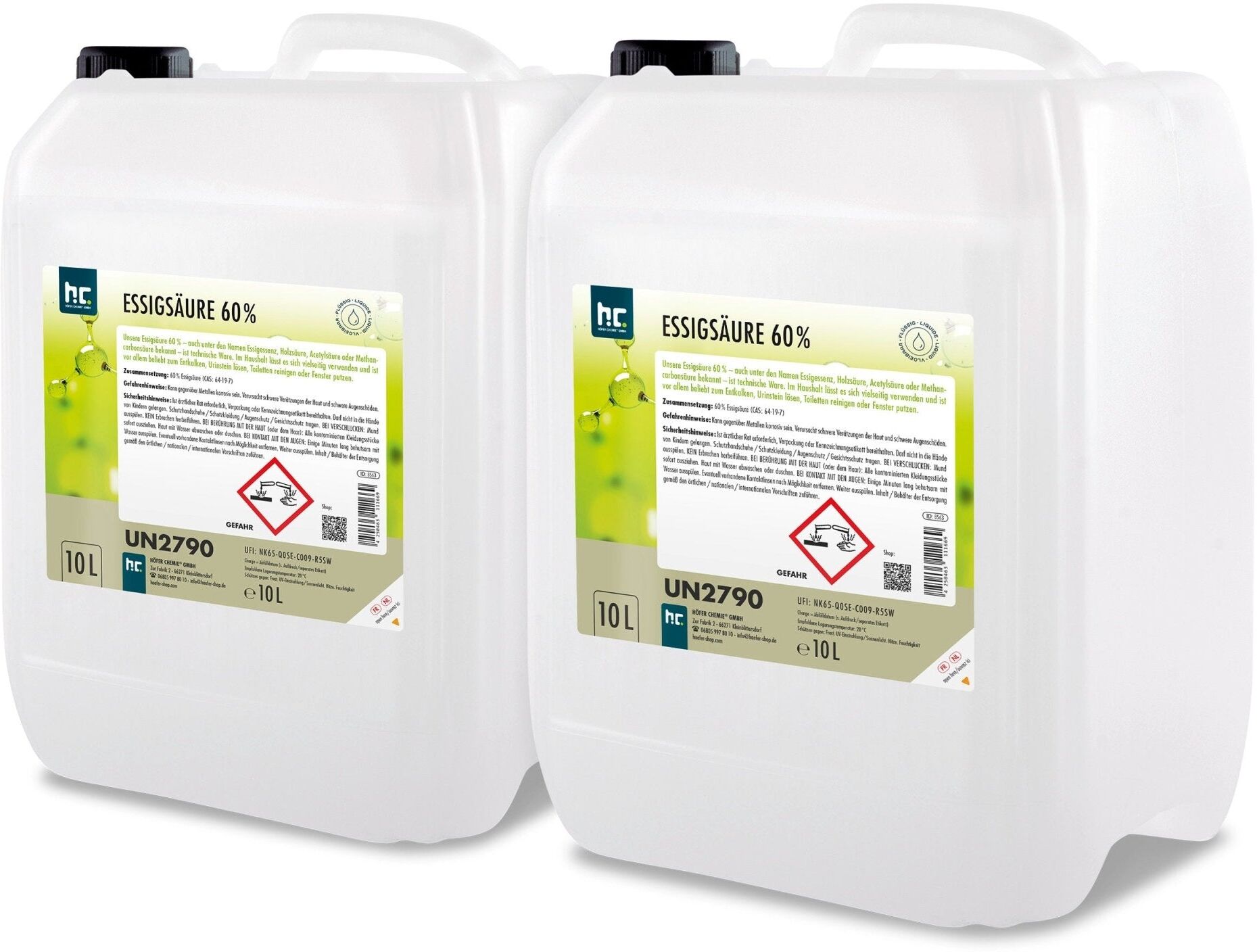 Höfer Chemie GmbH 2x 10 L Acide acétique 60 %