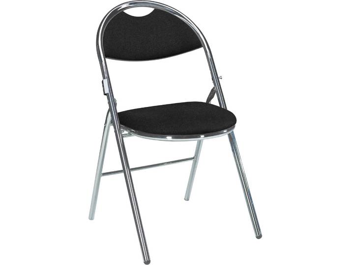 Lot de 2 - Chaises pliantes SUPER CONFORT, tissu non feu noir, piétement chrome - Chaises pliantes - Bruneau