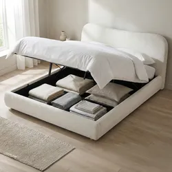 CLP Bett Maido Teddy Stoff 180x200 cm   Farbe: creme, Größe: 180x200cm