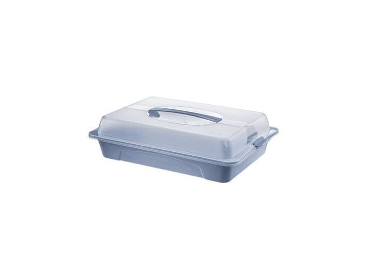 Tortenplatte ROTHO Cool & Fresh Blau/Transparent , blau (blau, transparent), B:29,5cm H:11cm L:43,5cm, Kunststoff, Servierplatten, Tortenplatte
