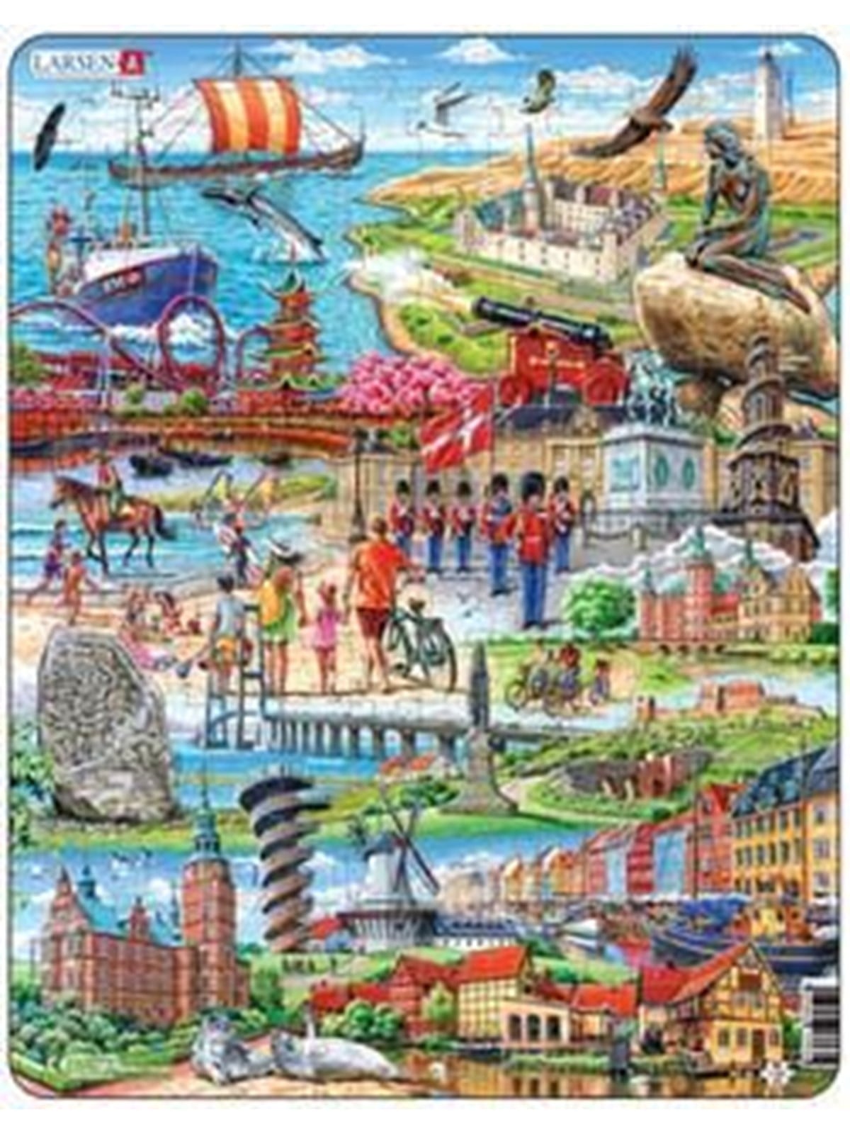 Larsen Puzzles Denmark Attractions Jigsaw Puzzle - 140 pieces Maxi (36.5 x 28.5 cm) 2D Puzzles