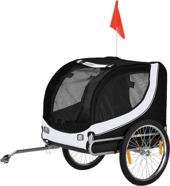 Opvouwbare Hundebuggy mit Blinkern - 2-in-1 Hundebuggy - 130 x 73 x 90 cm - Weiss/Schwarz