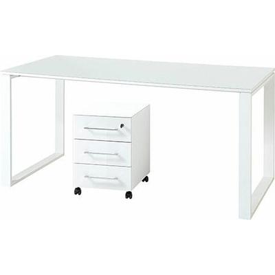 Büromöbel-Set GERMANIA "GW-Monteria", weiß, Holzwerkstoff Metall, Holzwerkstoff, Metall, Arbeitsmöbel-Sets, Büromöbel-Set