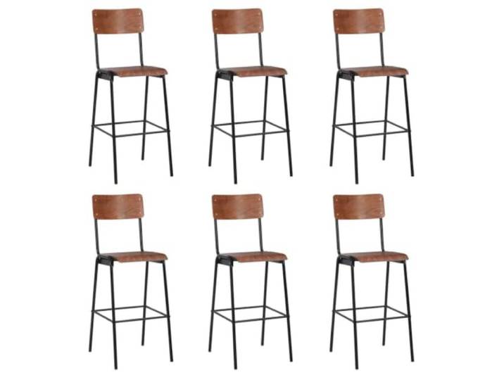 VIHHQGC Barhocker 6 STK. Massives Sperrholz Stahl Stapelbar Stapelbar, pulverbeschichtete Stahlbeine, 110 kg Belastbarkeit, pflegeleicht