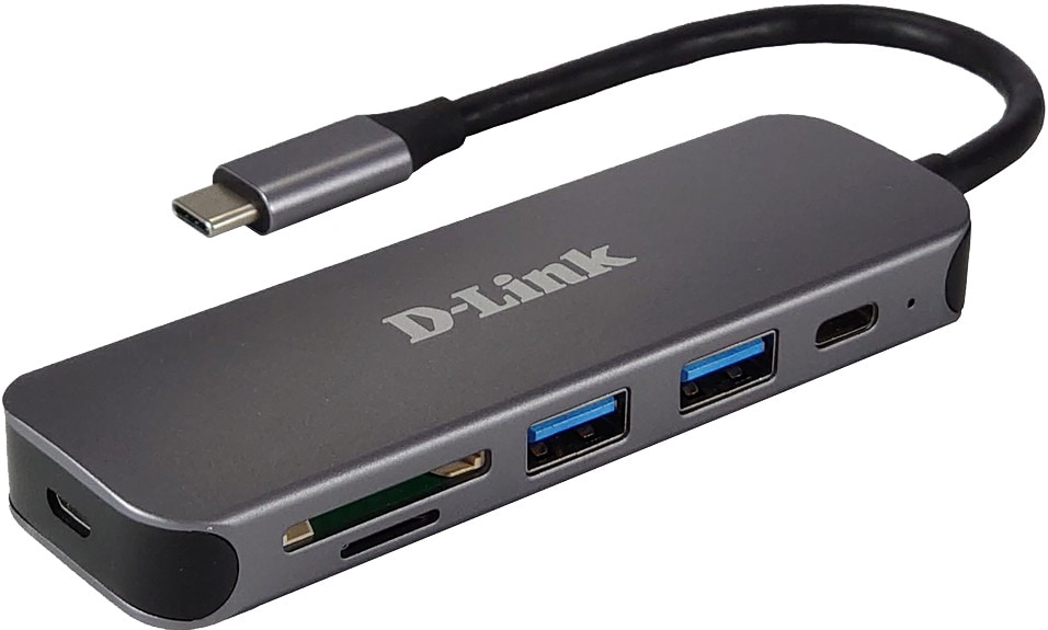 D-Link DUB-2325/E 5-in-1 USB-C-Hub mit Kartenleser