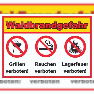 HB-Druck Waldbrandgefahr Grillen Rauchen Lagerfeuer verboten Schild A3 Rückseite selbstklebend