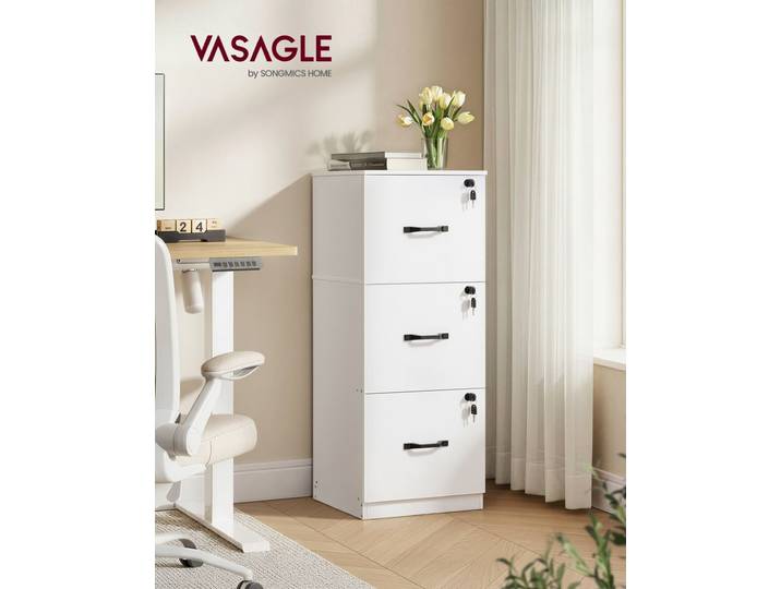 Meuble de bureau avec 3 verrouillables blanc