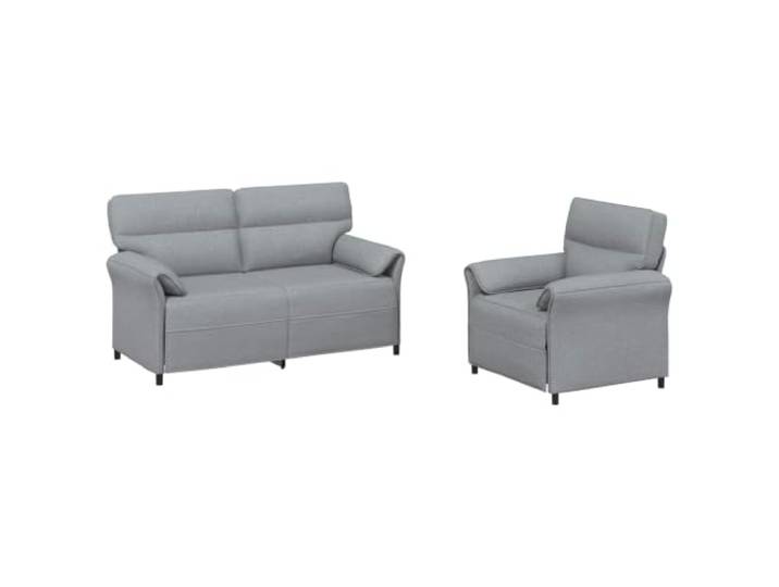 PUGYNBK Sofa-Set, 2-teilig, hellgrau, Polyester, modern, rechteckig Metallrahmen, Schaumstoffpolster, geschwungene Arme, einfache Montage, zeitgemäßes Design, Wohnraumnutzung