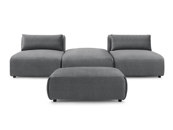 3er Sofa mit Hocker BOBOCHIC JEANNE Samt dunkelgrau