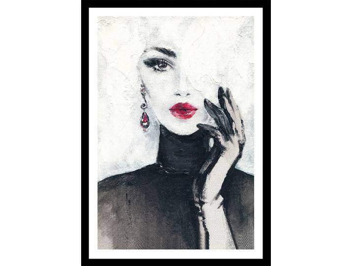 Bild mit Rahmen BÖNNINGHOFF Wandbild gerahmt FRAU MIT ROTEN LIPPEN 50x70 cm – Stilvolles , bunt (farbe rahmen: holz, farbe bild(er): weiß, schwarz, rot), B:50cm H:70cm T:2,1cm, MDF, Papier, Bilder, Bild mit Rahmen, mit dekorativem Rahmen
