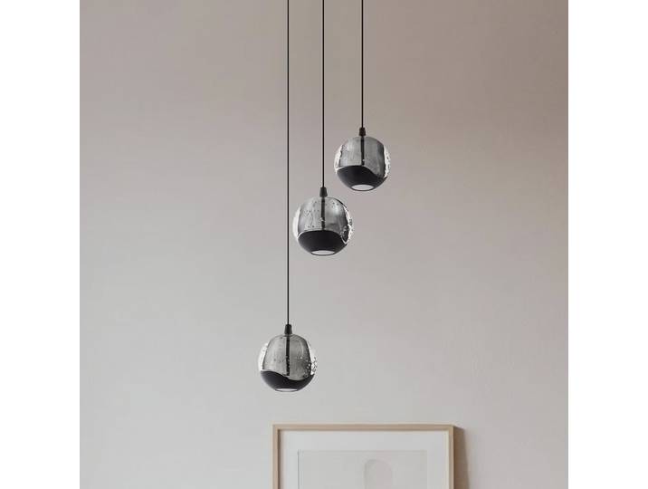 Suspension LED Hayley à 3 lampes, verre noir - Lucande - Salon / séjour - Design - Multi-ampoules