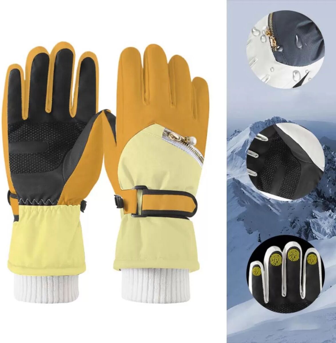 INF Touchscreen-Skihandschuhe - Wasserdichte, isolierte Winterhandschuhe für Radfahren & Schneesport Gelb