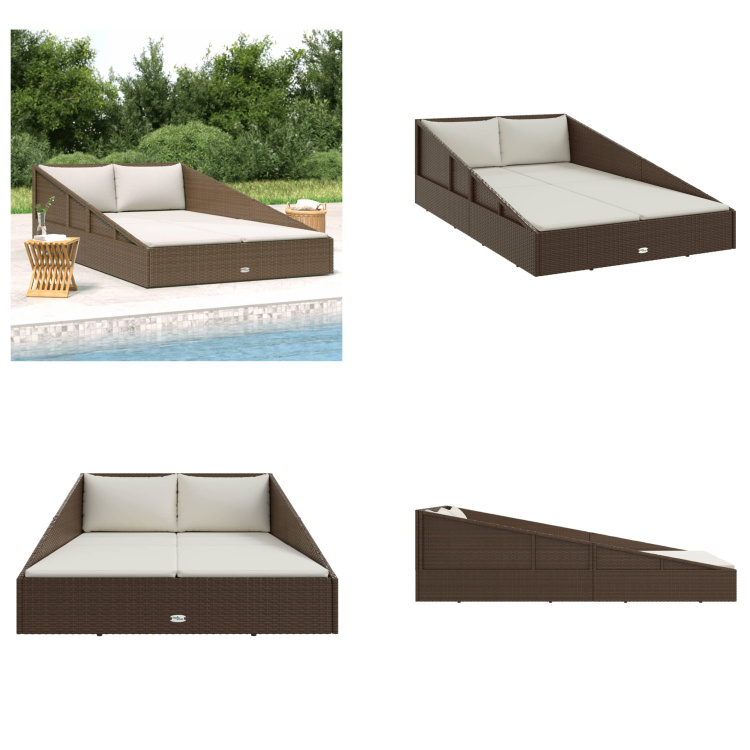 vidaXL Gartenbett Braun 110x200 cm Poly Rattan - Sonnenliege - Sonnenliegen - Sonnenbett - Sonnenbetten