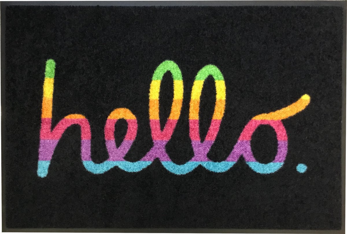 ADmat Deurmat Hello Wasbaar Zwart 75 x 50 cm