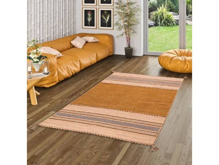 Navarro - Tapis kilim naturel - Brun rouillé - 300x400 cm