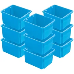 BRB 12x Aufbewahrungsbox, stapelbar, nestbar, 32 Liter, LxBxH 455x360x245 mm, blau