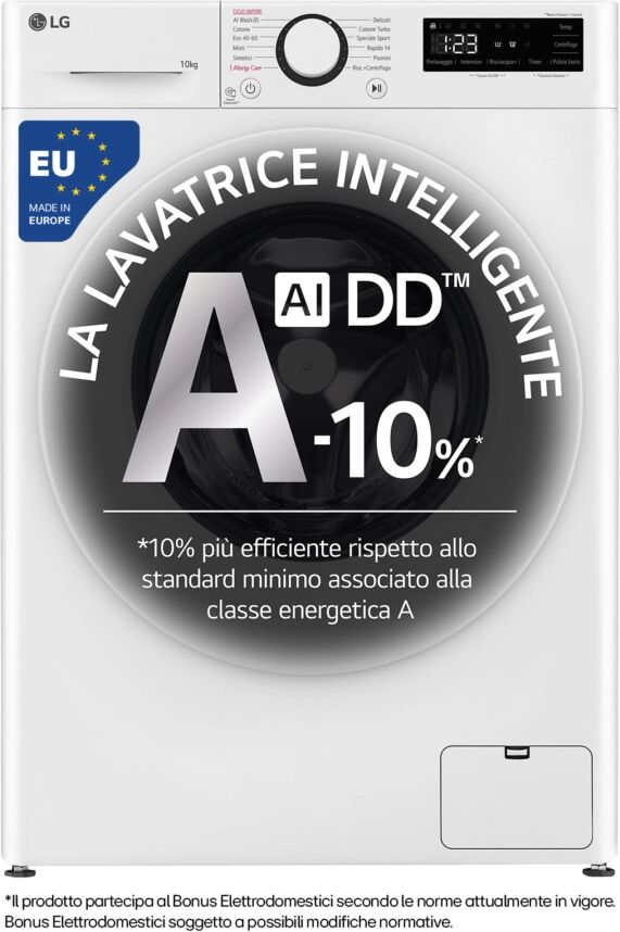 LG LAVATRICE F4R3010NSWW 10KG(A-10%) INVERTER 1400