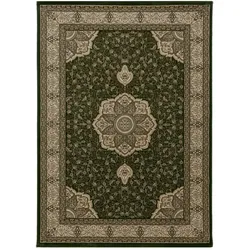 Carpetsale24 Orientteppich Grün 240x340 cm – Kurzflor Teppich im klassischen Vintage Stil für großes Wohnzimmer, Essbereich, offene Räume