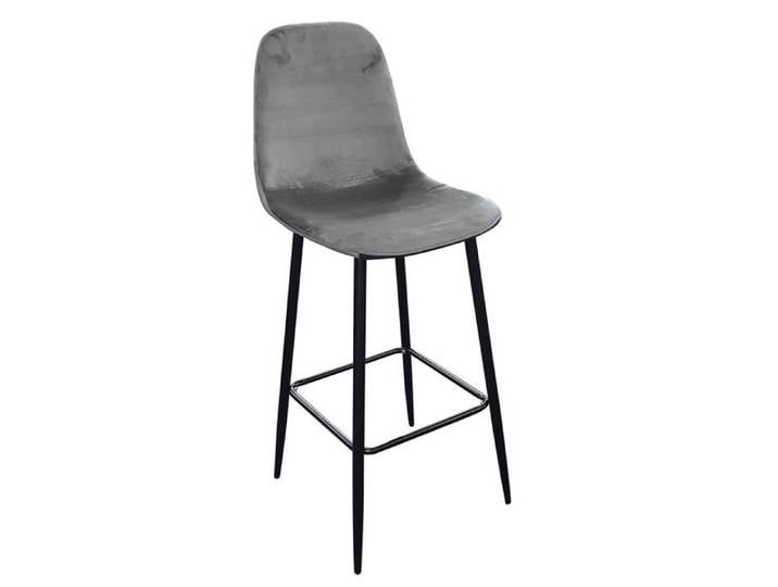 Urban Living - Tabouret de bar en velours vintage Inoui - H. 108 cm - Gris