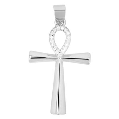 Amulett AKZENT "Ankh" aus 925 Sterlingsilber, rhodiniert, langlebig", silber (silberfarbig), Schmuckanhänger, Damen, Silber 925 (Sterlingsilber), Amulett