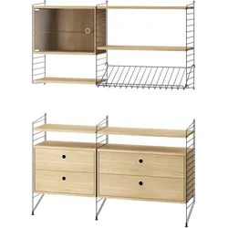 Wohnkombination Sideboard/Wandregal Schwarz Eiche