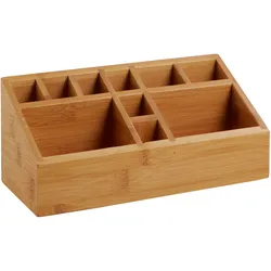 SPRINTIS Schreibtisch Organizer Holz, Stiftehalter aus Bambus mit 10 Fächern, eignet sich als Stiftebox für den Bürotisch oder Zuhause, braun