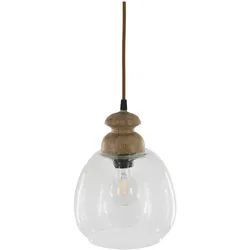 Chic Antique Hängelampe, Lampe mit Holzzierhülse, H25, Ø16 cm