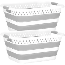 König Design, Wäschekorb, Wäschekorb Faltbar Wäschesammler Wäschebox Wäschetonne Aufbewahrungskorb Grau (24 l)