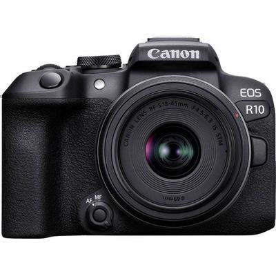 Canon EOS R10 + RF-S 18-45mm F4.5-6.3 IS STM Digitale Spiegelreflexkamera RF-S 18-45 mm 24.2 Megapixel Schwarz 4K-Video, Bildstabilisierung, WiFi