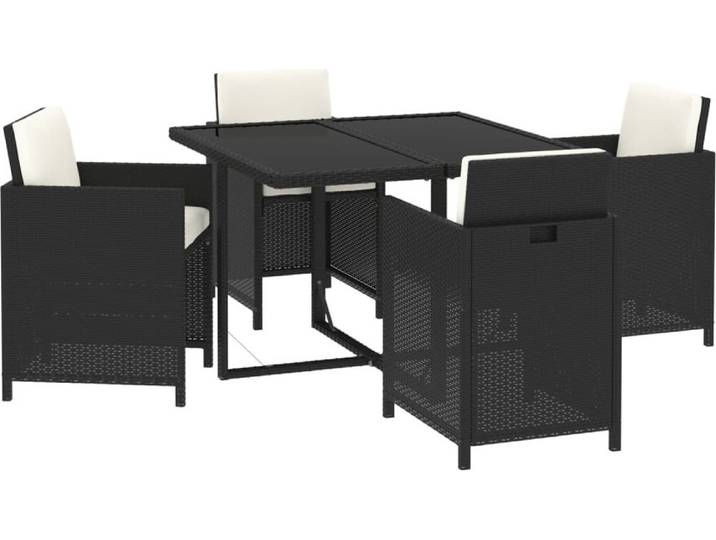 vidaXL 5-tlg. Groupe de jardinage avec baisers Poly Rattan Schwarz
