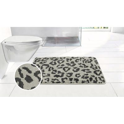 Badematte OTTO HOME "Anna Leo, Badvorleger, Badezimmer Teppich, Duschvorleger", grau (anthrazit, grau), H:15mm, Polyester, Badematten, Badematte, mit Animal Print, modernes Muster, Leo, weich