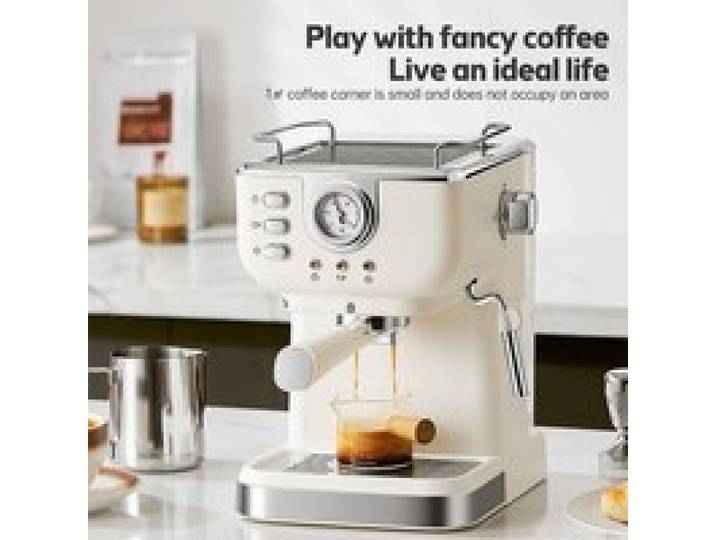 Vvikizy machine à expresso Cafetière 1050W 1 5l grande capacité Semi-automatique electromenager cafetiere Prise UE beige