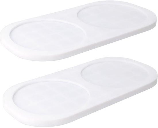 Witte ovale siliconen onderzetter met antislip voor in de keuken of badkamer