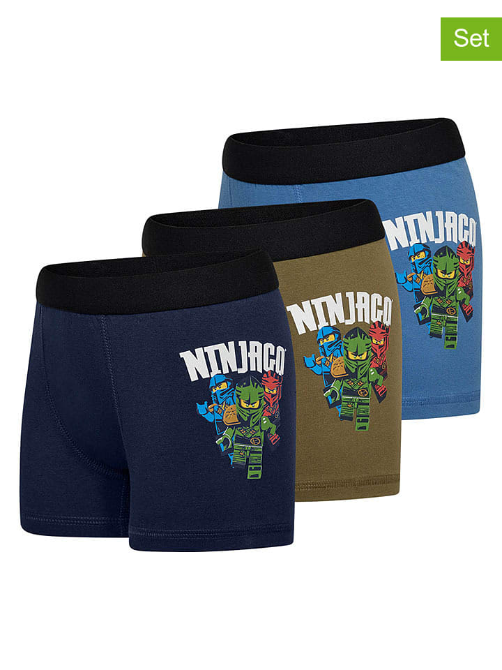 LEGO 3er-Set: Boxershorts in Dunkelblau/ Khaki/ Blau - 98/104