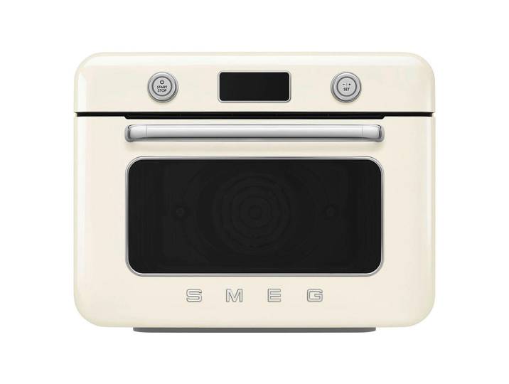 Smeg Minibackofen 50´s Style, Creme, Metall, 50x40x51 cm, Timer, akustisches Signal Ein-/Aus, Display, elektronischer Timer, Innenbeleuchtung, elektronische Temperaturregelung, Wassertank abnehmbar, Kochgeschirr, Küchengeräte, Sonstige Küchengeräte