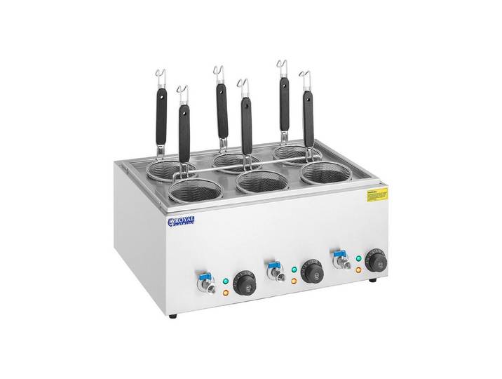 Royal Catering Spaghettitopf Nudelkocher mit 6 Körben Pastakocher Pasta-Station 30 - 110 °C, Edelstahl