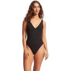 SEAFOLLY Damen Badeanzug Sea Dive Deep V Neck Maillot, Größe 38 in Schwarz Schwarz