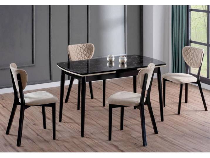 JVmoebel Essgruppe Luxus Esstisch-Set mit komfortablen Stühlen in edlem Design, (5-tlg., 5tlg.Esszimmer Set(Esstisch+4x Stühle), Made in Europa
