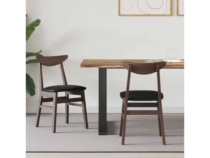 UYPTERF Esszimmerstühle 2 STK Massives Gummiholz Hellbraun Modernes klares Design, massive quadratische Beine, nahtlose Verarbeitung, pflegeleicht, vielseitig kombinierbar