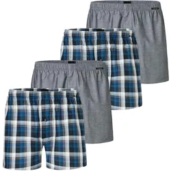 SCHIESSER Herren Web-Boxershorts, 4er Pack - Webware, Unterhose, Baumwolle Blau/Grau / XL