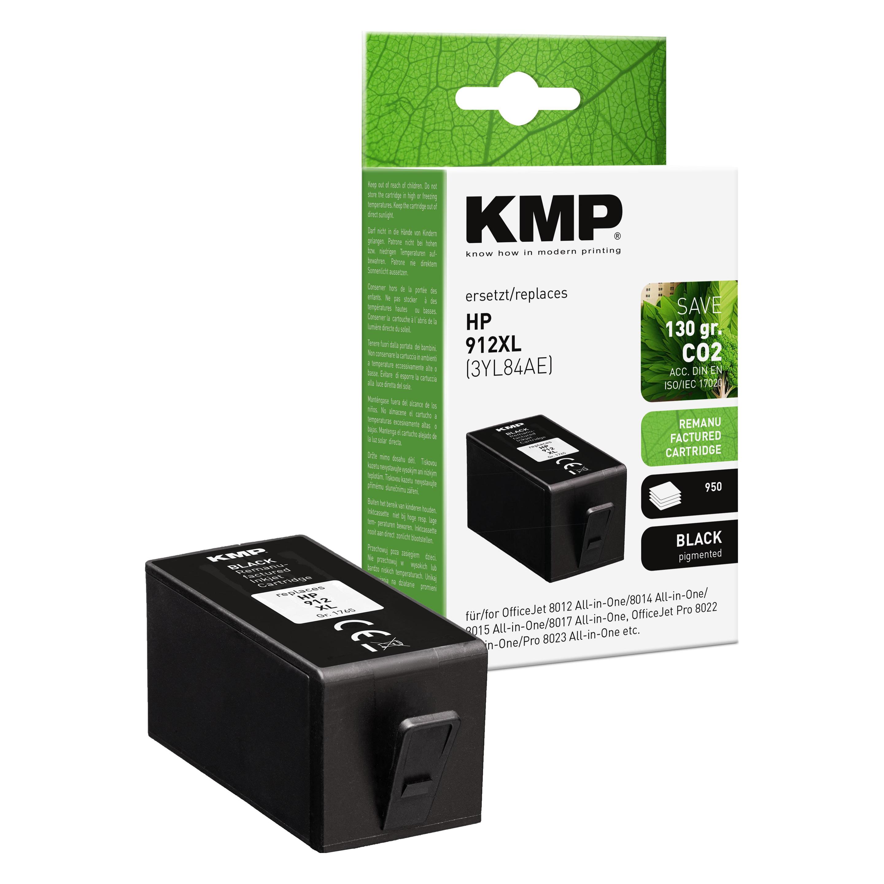 KMP schwarz Druckerpatrone kompatibel zu HP 912XL (3YL84AE) (BK) (1765,4001)